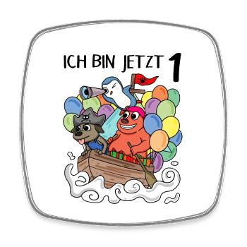 1. Geburtstag - 1 Jahr alt - Ich bin 1 - Viereckiger Kühlschrankmagnet - Weiß - Vorne