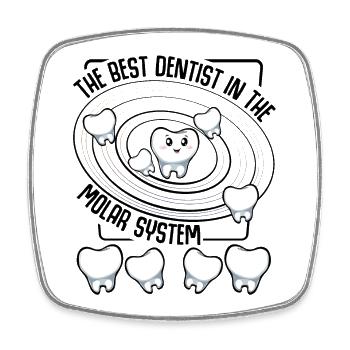 Kawaii Tooth Charm in Orbit - Square fridge magnet - white - Front