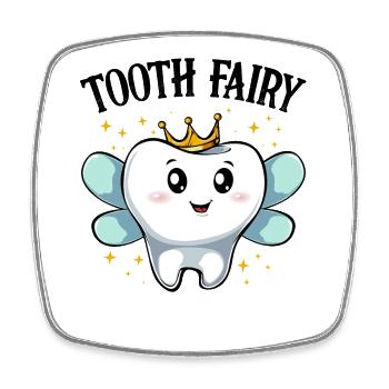 Royal Tooth with Wings Tooth Fairy - Square fridge magnet - white - Front