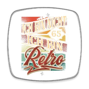 65. Geburtstag Retro Vintage - Viereckiger Kühlschrankmagnet - Weiß - Vorne