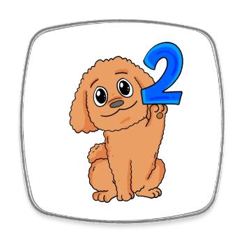 2 ans - 2 anniversaires - motif caniche chien - Magnet carré - blanc - Devant