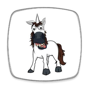 Einhorn Pferd Pony Reiten Lustig Humor irre Kind - Viereckiger Kühlschrankmagnet - Weiß - Vorne