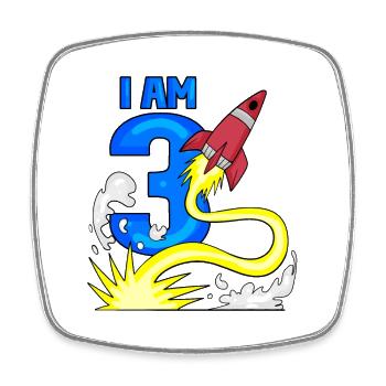 3 Geburtstag Junge - 3 Jahre alt - Ich bin 3 - Viereckiger Kühlschrankmagnet - Weiß - Vorne