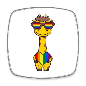 Giraffe Regenbogen Farben - Viereckiger Kühlschrankmagnet - Weiß - Vorne