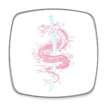 Épée dragon japonaise Katana Kanji Japonais - Magnet carré - blanc - Devant