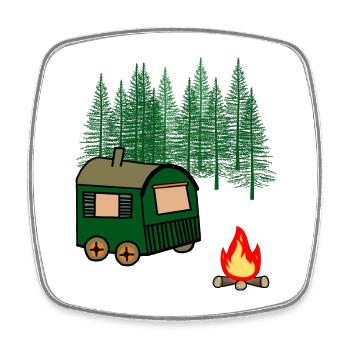 Bauwagen Freizeit Outdoor Freiheit Camping Natur - Viereckiger Kühlschrankmagnet - Weiß - Vorne