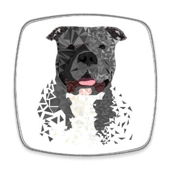 American Bully XL Polygon künstlerisch gestaltet - Viereckiger Kühlschrankmagnet - Weiß - Vorne