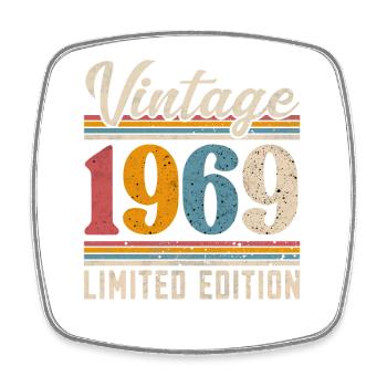 1969 Vintage Year of construction Birthday Vintage - Square fridge magnet - white - Front