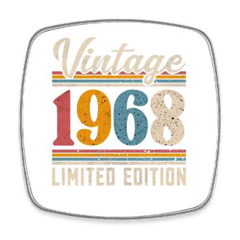 1968 Jahrgang Baujahr Geburtstag Vintage - Viereckiger Kühlschrankmagnet - Weiß - Vorne