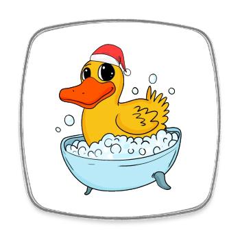Canard de bain Noël - Magnet carré - blanc - Devant