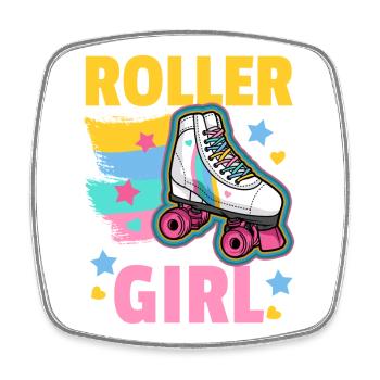 Rollschuhe Roller Girl - Viereckiger Kühlschrankmagnet - Weiß - Vorne
