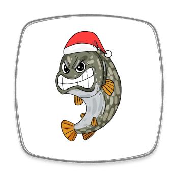 Pike Fish Christmas - Square fridge magnet - white - Front
