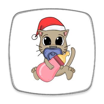 Bébé Chat Noël - Magnet carré - blanc - Devant