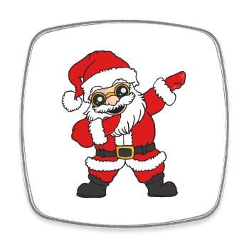 Tanzender Santa mit Brille - Viereckiger Kühlschrankmagnet - Weiß - Vorne