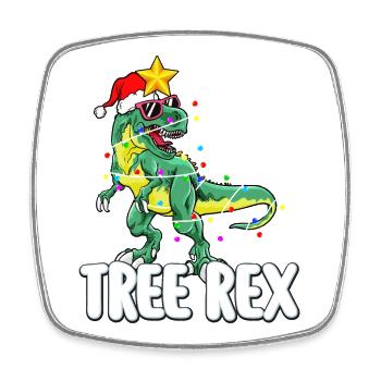 Trex Weihnachtsbaum Baum Rex Dinosaurier Familienfeier - Viereckiger Kühlschrankmagnet - Weiß - Vorne