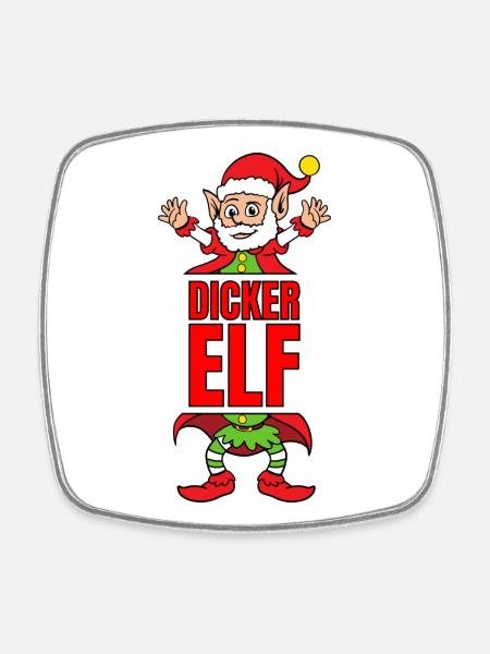 Dicker Elf Partnerlook Weihnachtself - Viereckiger Kühlschrankmagnet - Weiß
