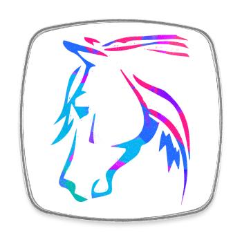 Cheval en rose - Dessin de tête de cheval - Équitation - Magnet carré - blanc - Devant