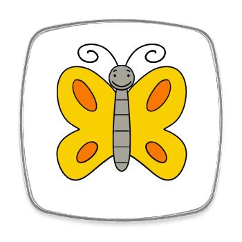 Schmetterling - Viereckiger Kühlschrankmagnet - Weiß - Vorne