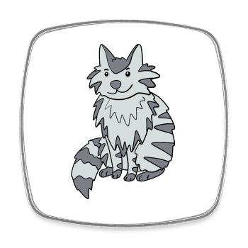 Maine Coon Katze - Viereckiger Kühlschrankmagnet - Weiß - Vorne