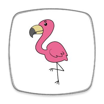 Flamingo - Viereckiger Kühlschrankmagnet - Weiß - Vorne
