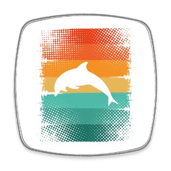Dolphin - Square fridge magnet - white - Front