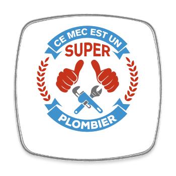 Ce mec est un super plombier cadeau humour - Magnet carré - blanc - Devant