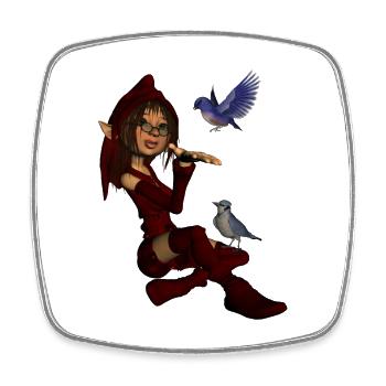 Little fairy with birds - Square fridge magnet - white - Front