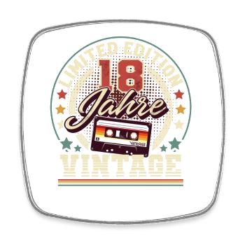 18. Geburtstag Vintage Audiokassette 18 Jahre - Viereckiger Kühlschrankmagnet - Weiß - Vorne