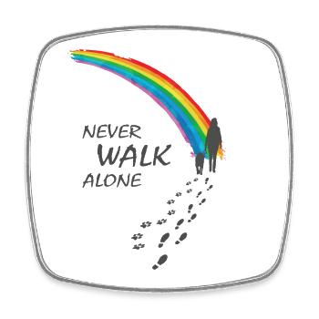 Never walk alone - Doglovers Hundeliebhaber Gassi - Viereckiger Kühlschrankmagnet - Weiß - Vorne