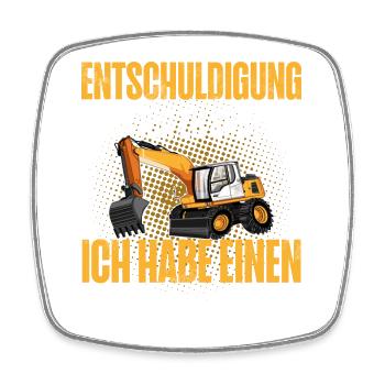 Bagger - Viereckiger Kühlschrankmagnet - Weiß - Vorne