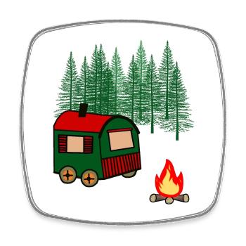 Bauwagen Freizeit Outdoor Freiheit Camping Natur - Viereckiger Kühlschrankmagnet - Weiß - Vorne