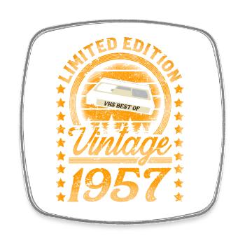 1957 Baujahr Jahrgang Geburtsjahr Geburtstag - Viereckiger Kühlschrankmagnet - Weiß - Vorne