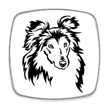 Sheltie Kopf - Viereckiger Kühlschrankmagnet - Weiß - Vorne