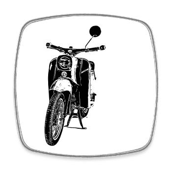 Schwalbe Moped - Viereckiger Kühlschrankmagnet - Weiß - Vorne