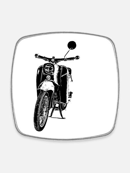 Schwalbe Moped - Viereckiger Kühlschrankmagnet - Weiß