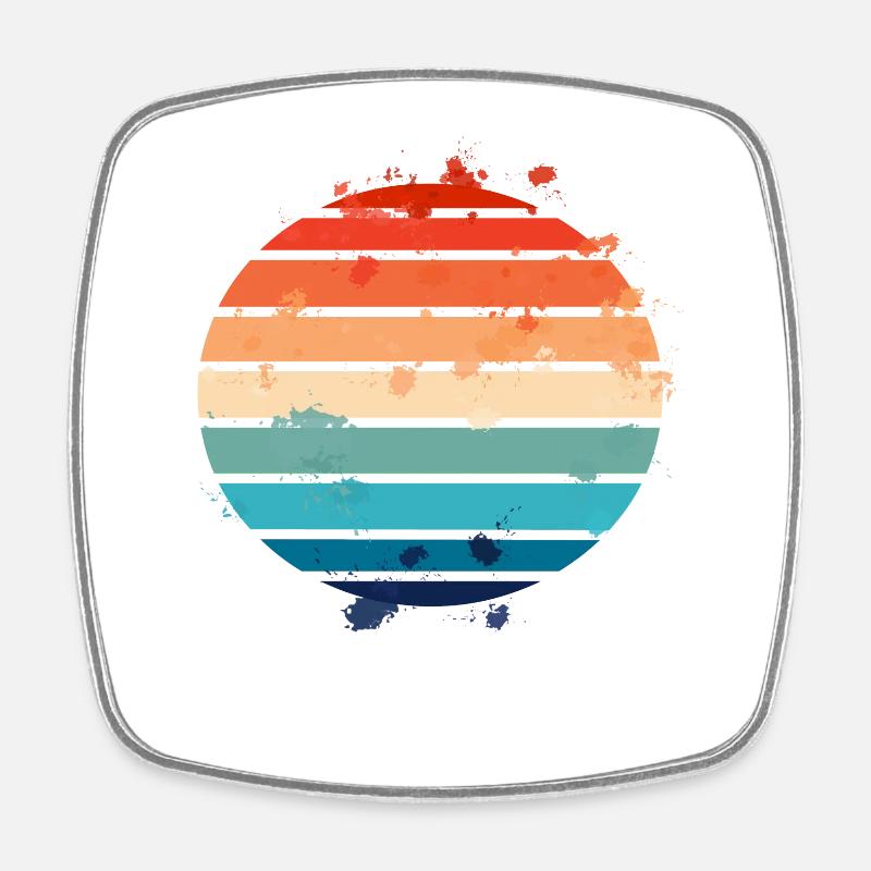 Splatter Retro Sunset - Viereckiger Kühlschrankmagnet - Weiß
