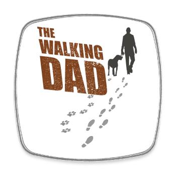The walking Dad, Hund und Herrchen, Gassi Geschenk - Viereckiger Kühlschrankmagnet - Weiß - Vorne