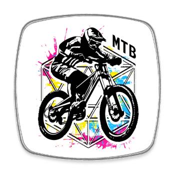 MTB - Colorful Mountain Bike Bike - Mountain Biker - Square fridge magnet - white - Front