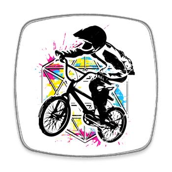 Bmx Racing Retro Bunt - Bmx Fahrrad - Bmx Bike - Viereckiger Kühlschrankmagnet - Weiß - Vorne