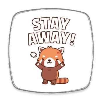 Angry But Cute Red Panda, Stay Away Funny - Square fridge magnet - white - Front