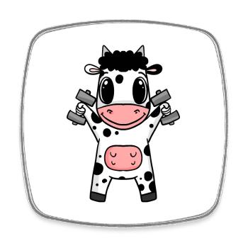 Cow Fitness Motivation Gym Cadeau - Magnet carré - blanc - Devant