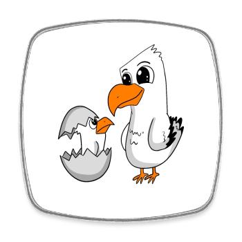 Mouette avec bébé Mouette - Magnet carré - blanc - Devant