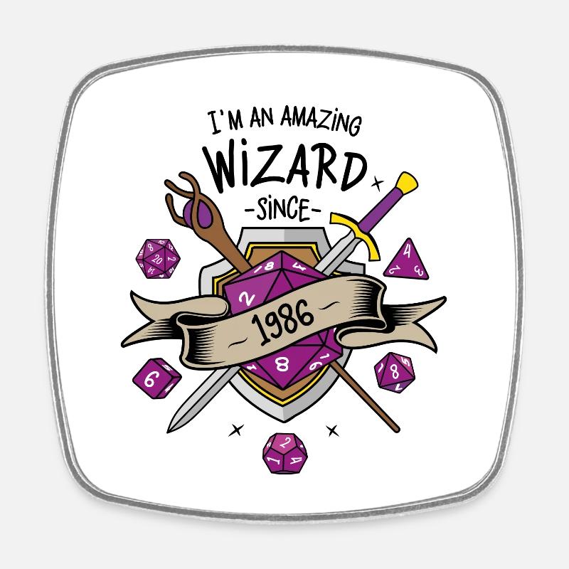 I'm an amazing wizard since 1986 - Magnet carré - blanc