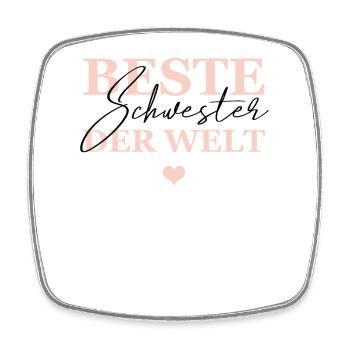Beste schwester Der Welt - Viereckiger Kühlschrankmagnet - Weiß - Vorne