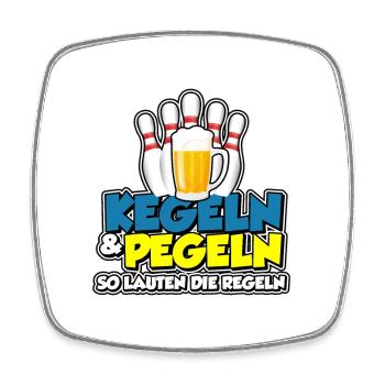 Kegeln & Pegeln - so lauten die Regeln - Viereckiger Kühlschrankmagnet - Weiß - Vorne