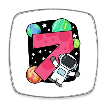 7 birthday boy - 7 years old - I am 7 - Square fridge magnet - white - Front