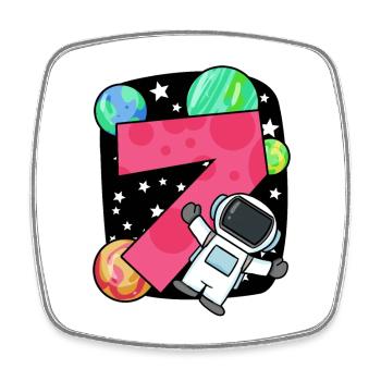 7 birthday boy - 7 years old - I am 7 - Square fridge magnet - white - Front