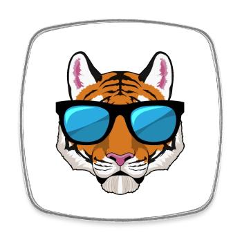 Tiger Sonnenbrille - Viereckiger Kühlschrankmagnet - Weiß - Vorne