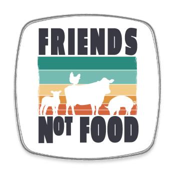Tierschutz Veganer Vegetarisch Friends not Food - Viereckiger Kühlschrankmagnet - Weiß - Vorne