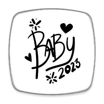 Baby 2023 - Neugeborenes 2023 Baby Geschenk - Viereckiger Kühlschrankmagnet - Weiß - Vorne